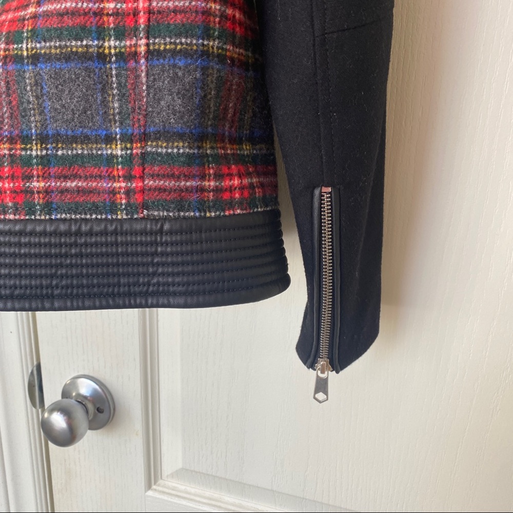 Zara Trafaluc wool blend plaid moto biker jacket XS - Picture 9 of 14